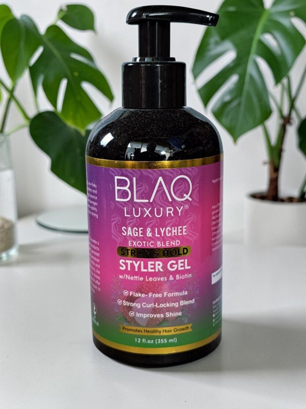BLAQ LUXURY Sage & Lychee Strong Hold Styler Gel - 12 fl oz